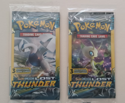Pokemon Sun & Moon Lost Thunder Factory Sealed 3 Card Pack Complete Art Set of 4 - Image 1