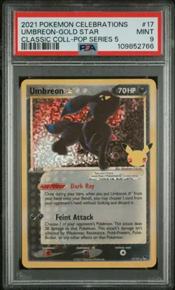 Umbreon-Gold Star #9 - 2021 Pokemon Celebrations Classic Collection - PSA 9 - Image 1