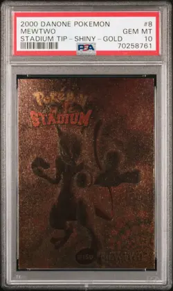 2000 DANONE POKEMON STADIUM TIP SHINY MEWTWO #8 PSA 10 #150 GOLD FOIL Pop 12 - Image 1