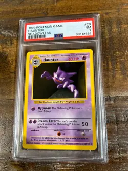 1999 Pokemon Game Base HAUNTER SHADOWLESS #29 PSA 7 RARE - Image 1