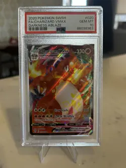Pokemon PSA 10 Gem Mint Darkness Ablaze Full Art Charizard VMAX 020/189 - Image 1