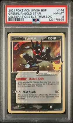2021 POKEMON SWSH BLACK STAR PROMO #144 GRENINJA-GOLD STAR CELEBRATIONS PSA 8 - Image 1