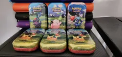 Lot of 6 Pokemon Ascended Heroes Empty Mini Tins Includes 2 Art Cards & Sticker - Image 1