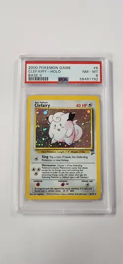 PSA 8 Pokemon Card: Clefairy 6/130 2nd Base Set Holo - Image 1