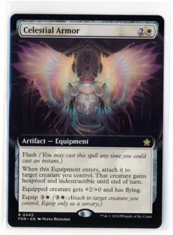 MtG FDN Celestial Armor #0443 Extended Art Non - Foil - Image 1