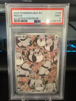 2025 POKEMON BLK EN-BLACK BOLT ILLUSTRATION RARE #148 PIDOVE PSA 9 - Image 1