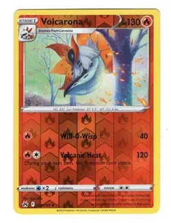 Pokemon TCG Volcarona SWSH Crown Zenith 025/159 Reverse Holo Rare Card NM - Image 1
