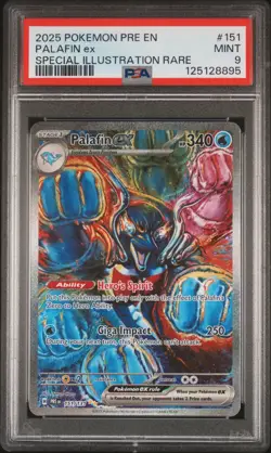 2025 POKEMON PRE EN-PRISMATIC EVOLUTIONS #151 PALAFIN EX PSA 9 - Image 1