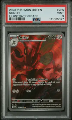 2023 POKEMON OBF EN-OBSIDIAN FLAMES ILLUSTRATION RARE #205 SCIZOR PSA 9 - Image 1