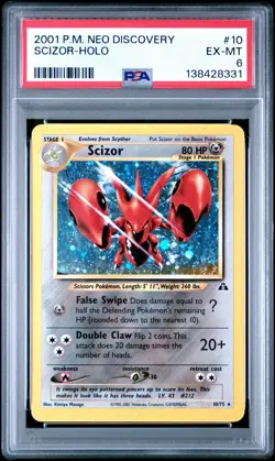 2001 P.M. Neo Discovery Scizor Holo #10 PSA 6 EX-MT Graded Pokemon - Image 2