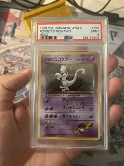 1999 Pokemon Japanese Gym 2 Rocket’s Mewtwo #150 🔥 Holo Swirl 🌀 PSA 9 - Image 4