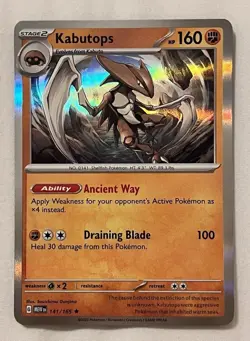 Kabutops - 141/165 - Rare - Holographic - Pokemon TCG NM - Image 1