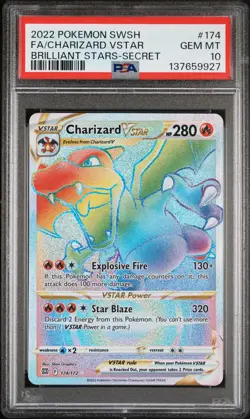 2022 POKEMON SWORD & SHIELD BRILLIANT STARS #174 FULL ART/CHARIZARD VSTAR PSA 10 - Image 1