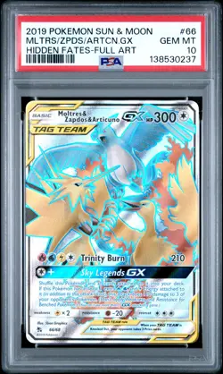 2019 POKEMON HIDDEN FATES FULL ART/MOLTRES & ZAPDOS & ARTICUNO GX PSA 10 - Image 1
