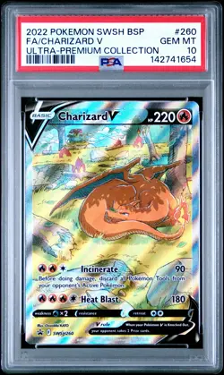2022 POKEMON SWSH BLACK STAR PROMO #260 FULL ART/CHARIZARD V PSA 10 - Image 1