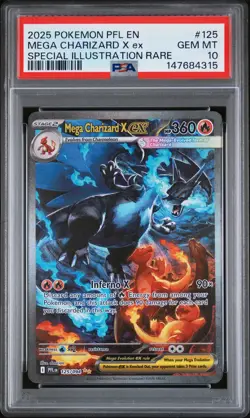 2025 POKEMON PFL EN-PHANTASMAL FLAMES #125 MEGA CHARIZARD X EX PSA 10 - Image 1