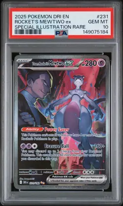 Pokemon TCG Team Rockets Mewtwo EX 231/182 SIR Destined Rivals Gem Mint PSA 10 - Image 1