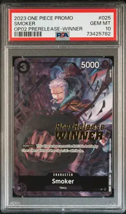 2023 One Piece Promos Smoker #025 Op02 Pre-Release-Winner PSA 10 - Image 1
