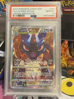 Lucario VStar SWSH291 Crown Zenith ETB Promo PSA 10 GEM MINT Pokemon Card - Image 1