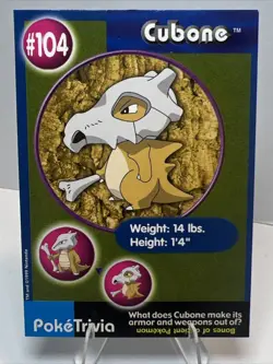 LP Cubone #104 Burger King Poke Trivia Card 1999 AUTHENTIC Pokemon Card - Image 1