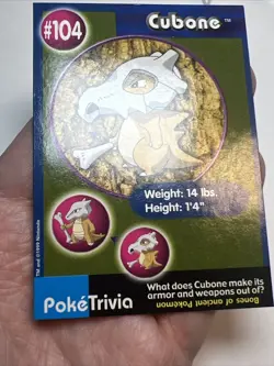 LP Cubone #104 Burger King Poke Trivia Card 1999 AUTHENTIC Pokemon Card - Image 3