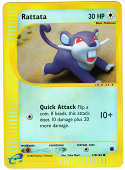 Rattata 128/165 Expedition Base Set Reverse Holo Common E-Reader Pokemon Card - Image 1