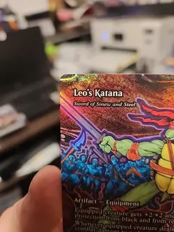 Leos Katana Sword Of Sinew And Steel Borderless Foil MTG TMNT - Image 3