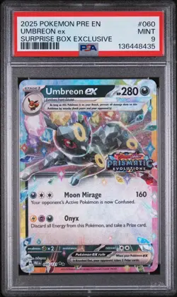 Pokemon Prismatic Evolutions Umbreon ex 060/131 Surprise Box Stamped PSA 9 - Image 1