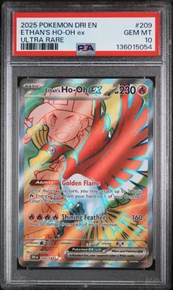 2025 POKEMON DRI EN-DESTINED RIVALS ULTRA RARE #209 ETHAN'S HO-OH EX PSA 10 - Image 1