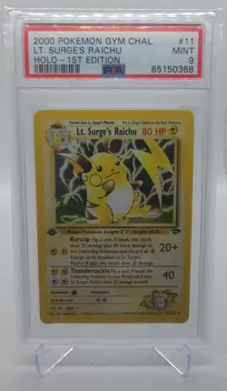 Pokemon TCG - Lt. Surge's Raichu HOLO 1st Edition PSA 9 (11/132) - Gym Challenge - Image 1