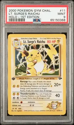Pokemon TCG - Lt. Surge's Raichu HOLO 1st Edition PSA 9 (11/132) - Gym Challenge - Image 4