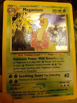 PRISTINE Meganium 11/111 Neo Genesis Holo Rare Pokemon NM w/ 1st Edition Evolves - Image 2