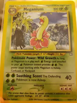 PRISTINE Meganium 11/111 Neo Genesis Holo Rare Pokemon NM w/ 1st Edition Evolves - Image 3