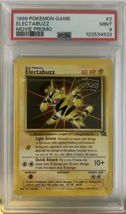1999 POKEMON GAME MOVIE PROMO #2 ELECTABUZZ PSA 9 - Image 1