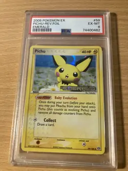 PSA 6 Pichu Reverse Foil Emerald 2005 Pokemon - Image 1