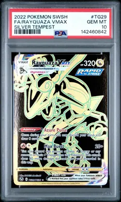 2022 POKEMON SWORD & SHIELD SILVER TEMPEST #TG29 FULL ART/RAYQUAZA VMAX PSA 10 - Image 1