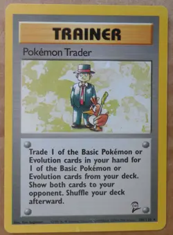 Pokemon Trader 106/130 Rare Non-Holo Base 2 Set Pokemon Trainer Card LP - Image 1