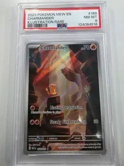 PSA 8 Charmander 168/165 Illustration Rare MEW 151 Pokemon Graded Card - Image 1
