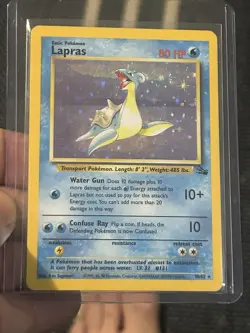Pokemon Lapras 10/62 Fossil Holo Rare Basic 80HP Wizards Sugimori English Card - Image 1