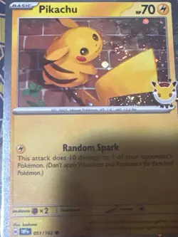 DOUBLE WHOLE SWIRL 🌀💫 NM Pikachu 051/162 30th Anniversary Stamped Pokemon Card - Image 1