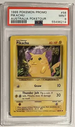 1999 Pokemon Promo Pikachu #58 Australia PokeTour PSA 9 - Image 1