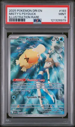 2025 POKEMON DRI EN-DESTINED RIVALS ILLUSTRATION RARE #193 MISTY'S PSYDUCK PSA 9 - Image 1