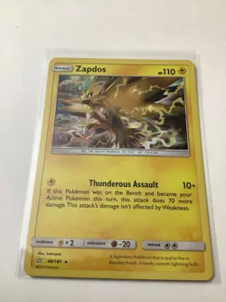 2019 Pokemon SM Team-Up 40/181 Zapdos Holofoil M/NM - Image 1