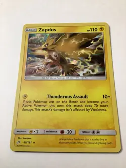 2019 Pokemon SM Team-Up 40/181 Zapdos Holofoil M/NM - Image 3