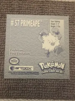 Pokemon 1999 Artbox Series 1 Stickers Primeape 57 - Image 3