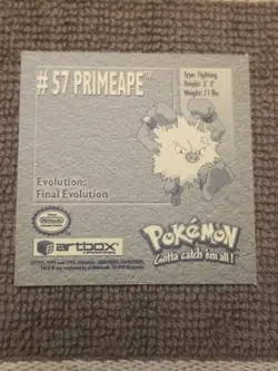 Pokemon 1999 Artbox Series 1 Stickers Primeape 57 - Image 4