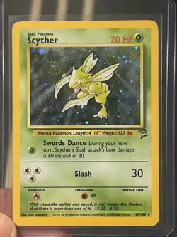 Pokemon Scyther 17/130 Base Set 2 Holo Rare Basic 70HP Wizards Sugimori Eng - Image 1