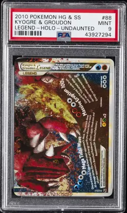 2010 POKEMON HEARTGOLD & SOULSILVER UNDAUNTED KYOGRE & GROUDON LEGEND-HOLO PSA 9 - Image 1
