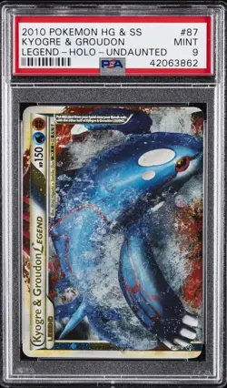 2010 POKEMON HEARTGOLD & SOULSILVER UNDAUNTED KYOGRE & GROUDON LEGEND-HOLO PSA 9 - Image 1