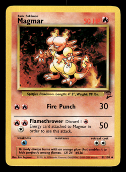Magmar 51/130 Base Set 2 Unlimited Uncommon Pokemon TCG - Image 1